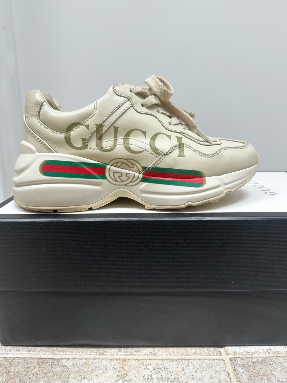 Gucci Rhyton Leather Sneaker with logo